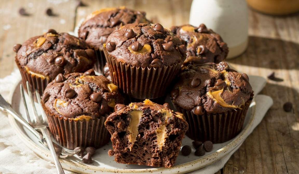 Chocolate Peanut Butter Swirl Muffins