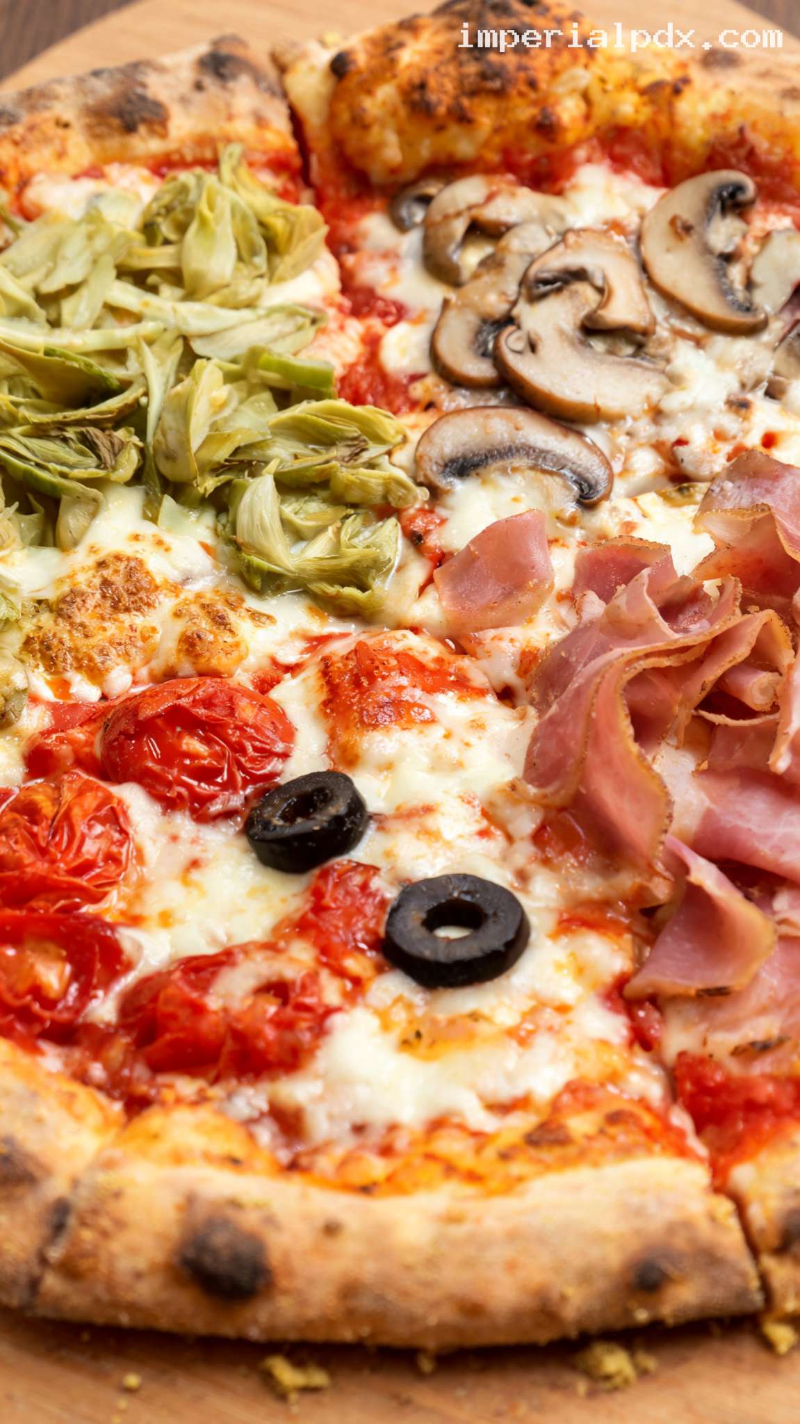 Classic Quattro Stagioni Four Seasons Pizza – Closeup