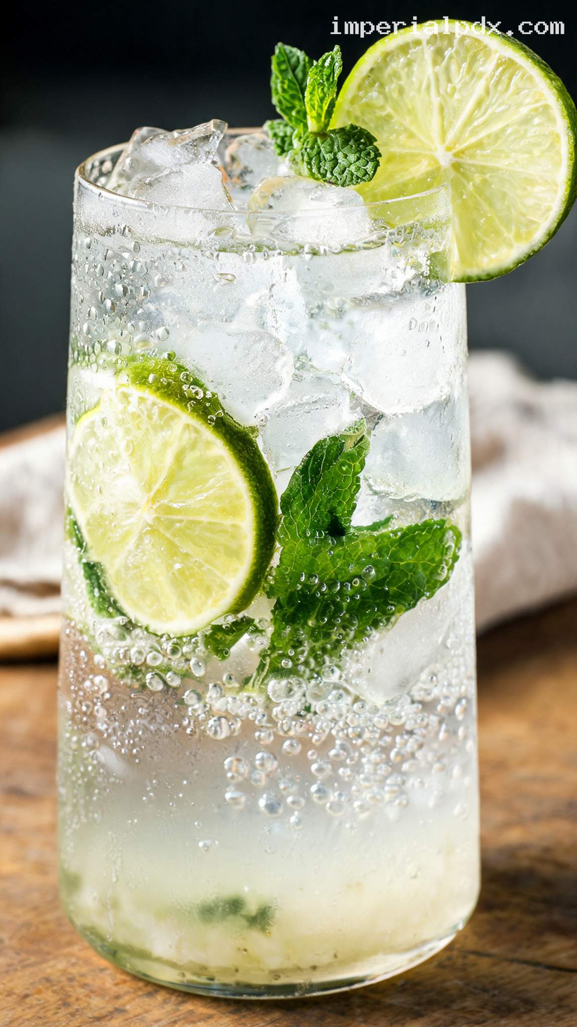 Classic Virgin Mojito With Mint And Lime – Closeup