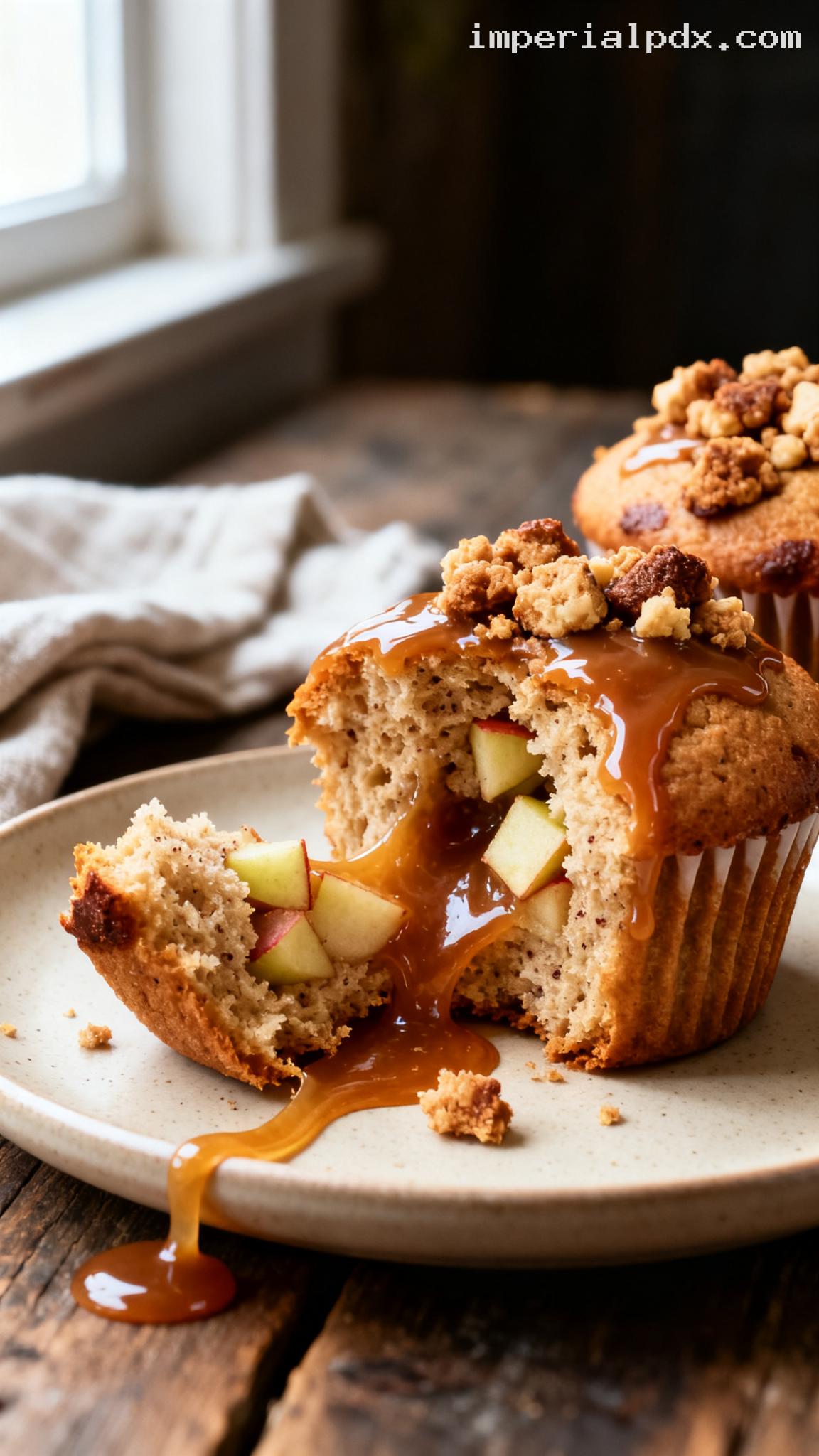Cozy Caramel Apple Cinnamon Muffins – Closeup