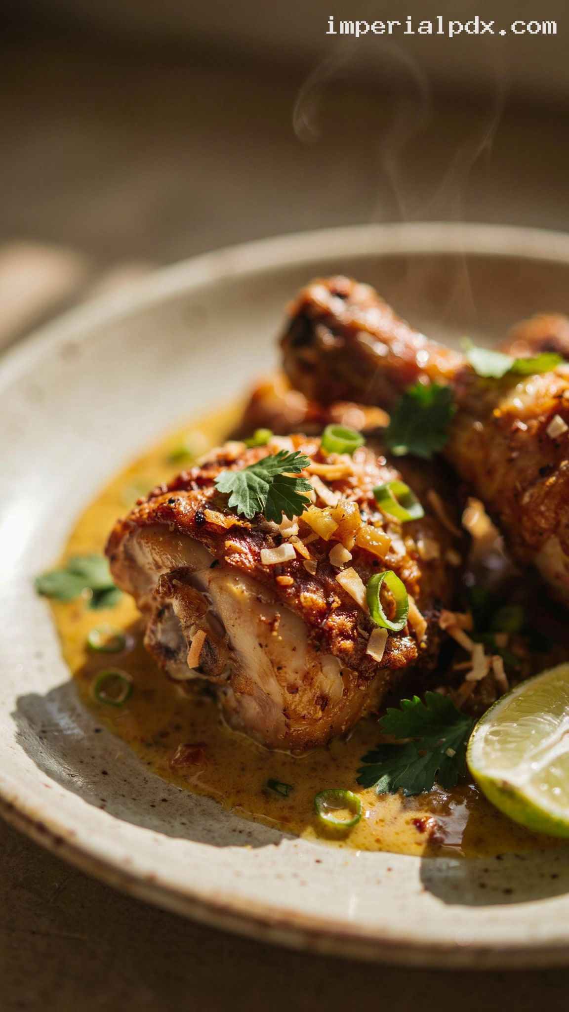 Creamy Coconut Curry Fried Chicken – Closeup