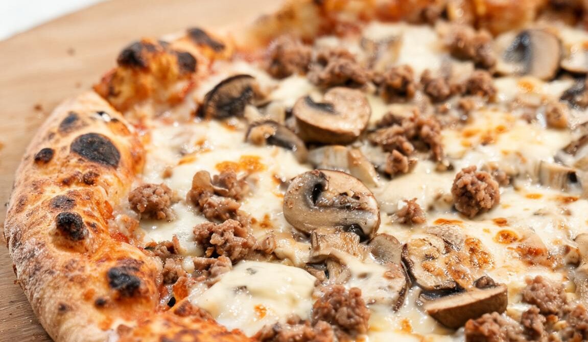Creamy Pizza Boscaiola With Sausage and Mushrooms