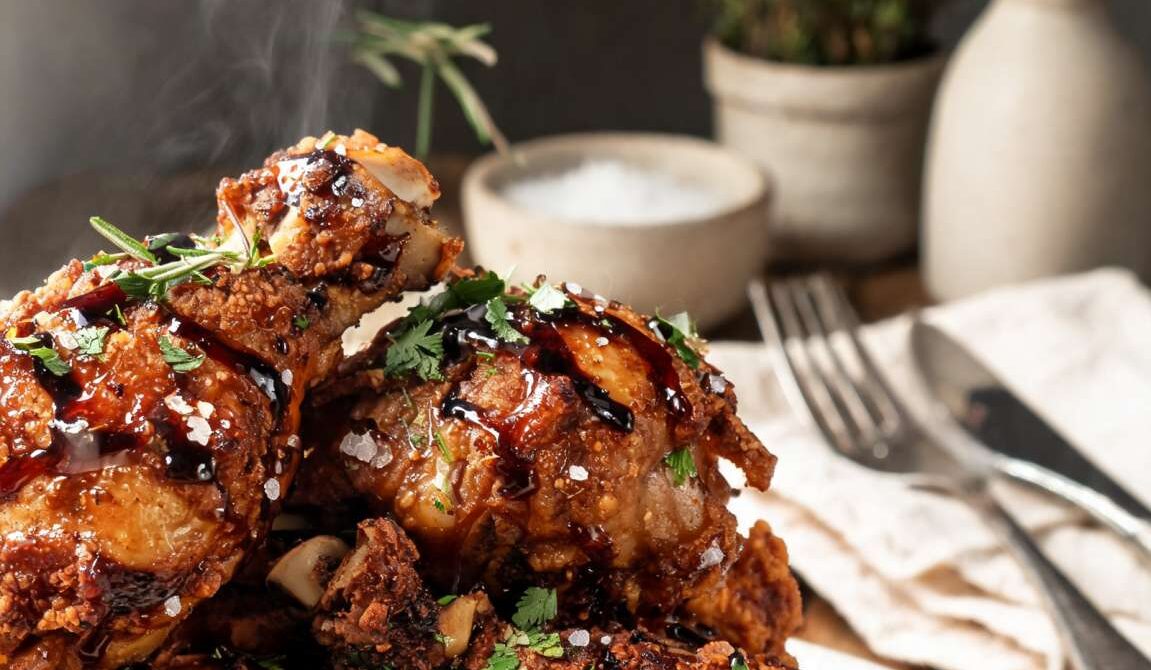 Crispy Balsamic Glazed Fried Chicken