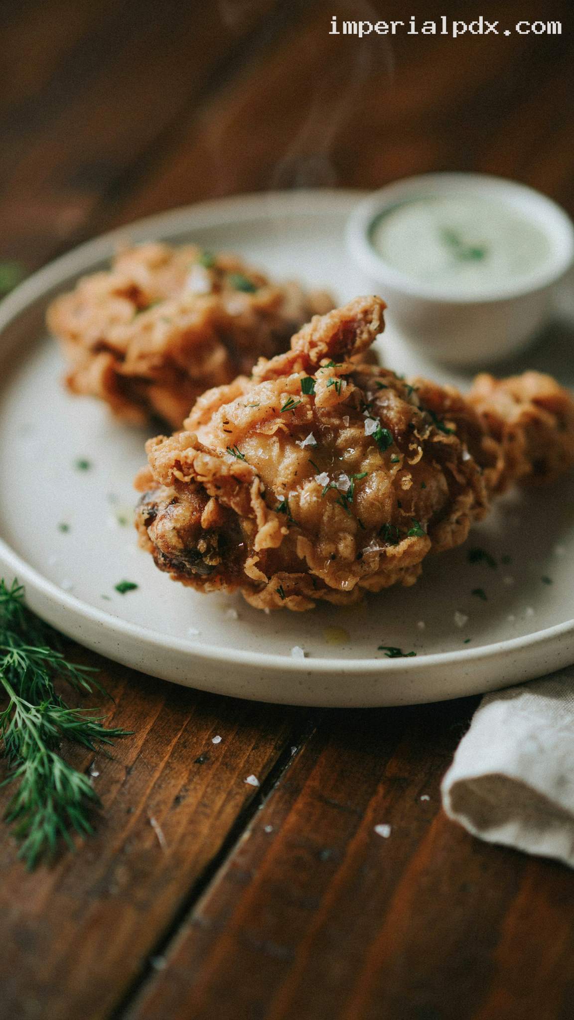 Crispy Buttermilk Ranch Fried Chicken – Closeup