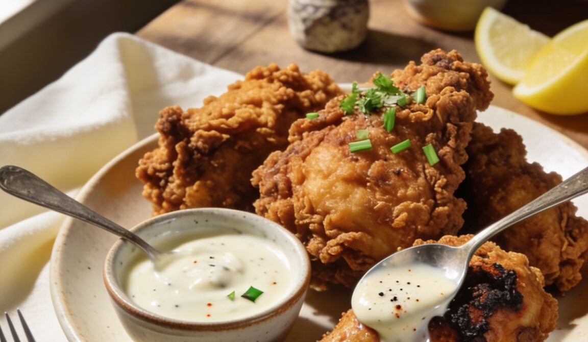 Crispy Chicken With Alabama White Sauce