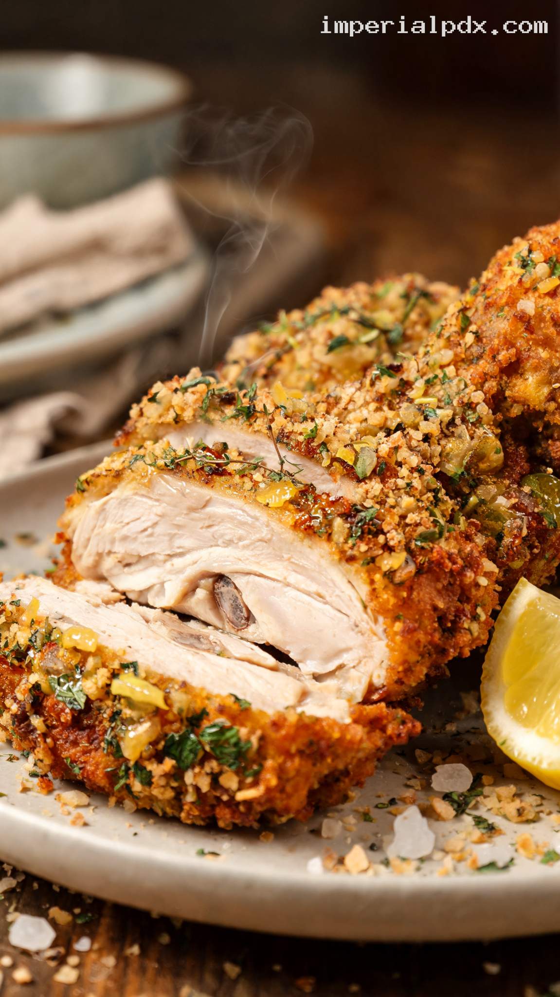 Crispy Chicken With Herb Breadcrumbs – Closeup