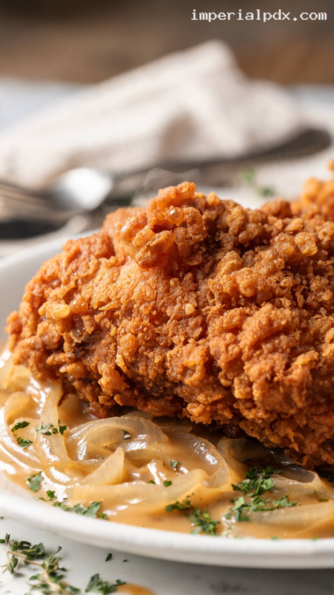 Crispy Chicken With Sweet Onion Sauce – Closeup