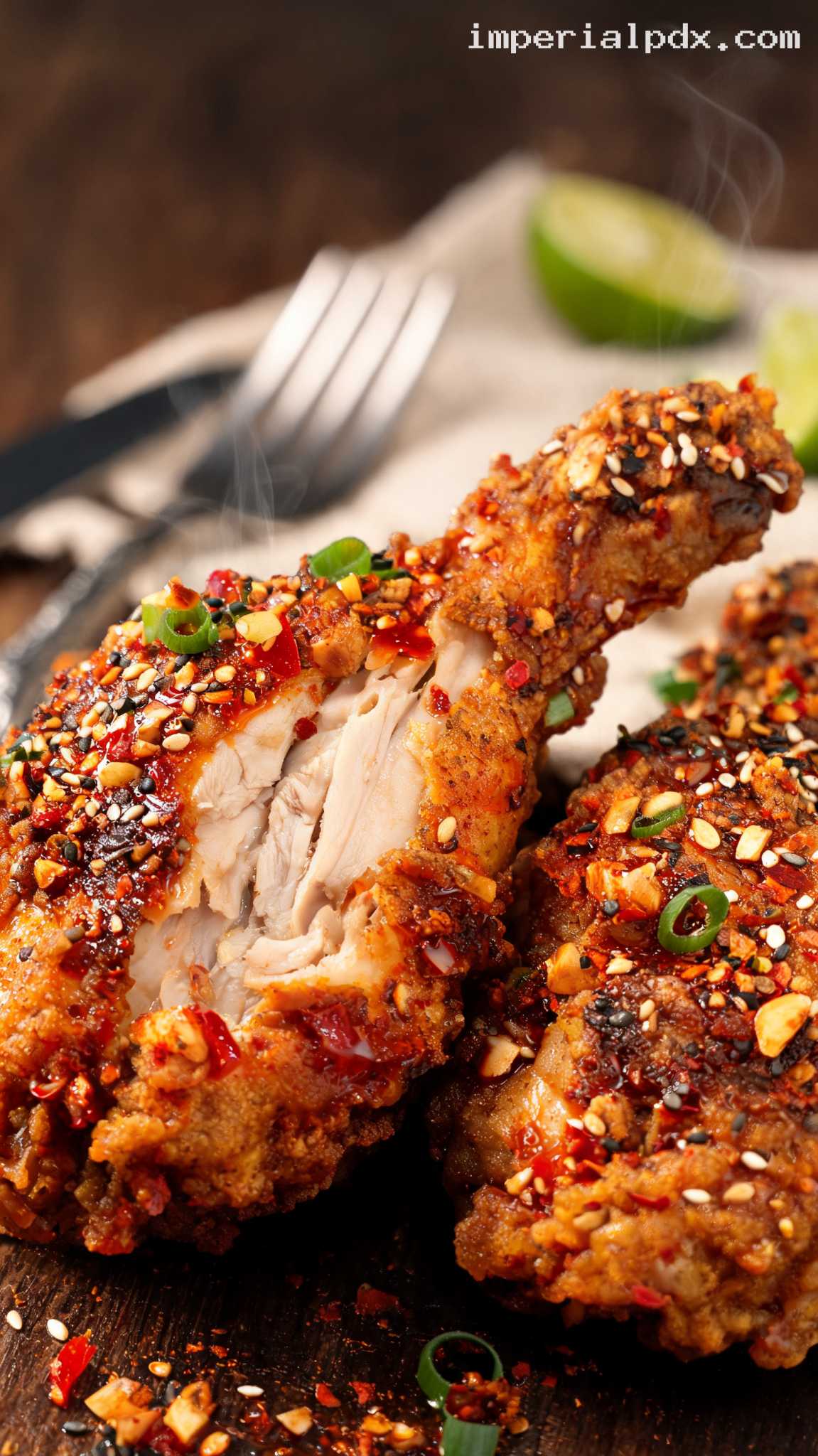 Crispy Chili Crisp Fried Chicken – Closeup