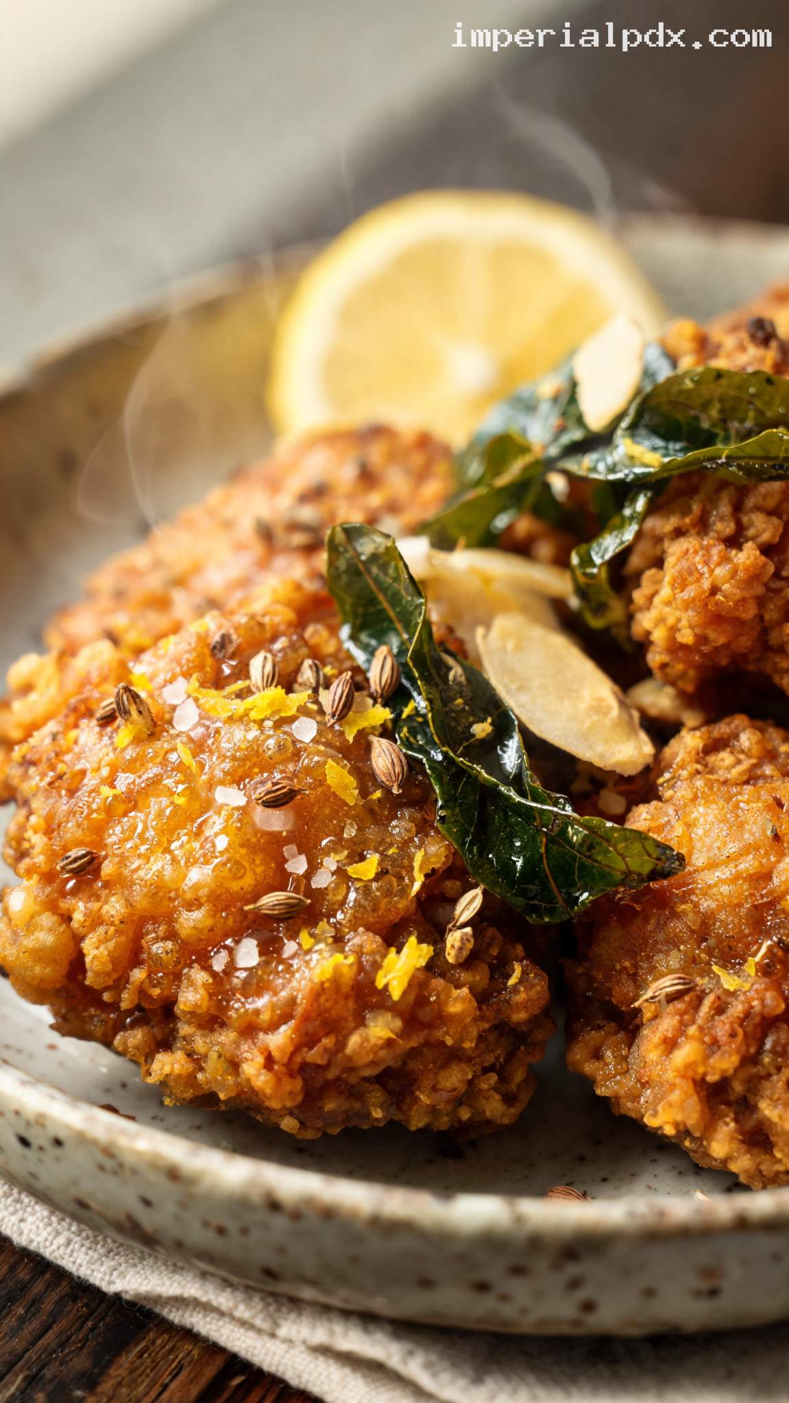 Crispy Curry Leaf Fried Chicken – Closeup