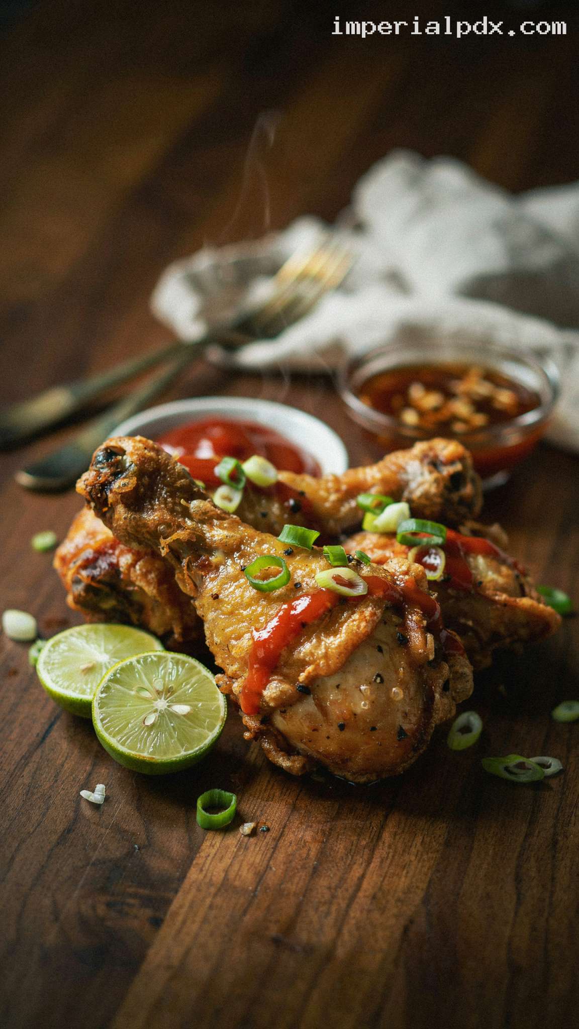 Crispy Filipino Fried Chicken With Calamansi – Closeup