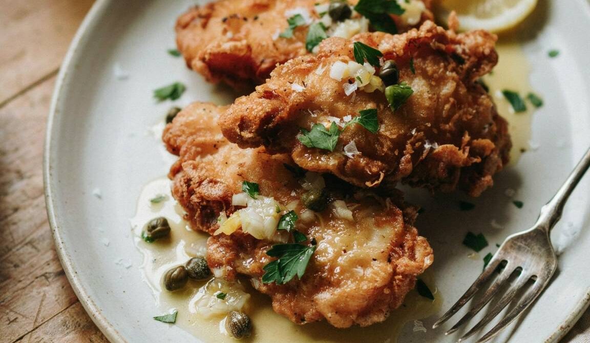 Crispy Fried Chicken Piccata With Lemon Caper Butter