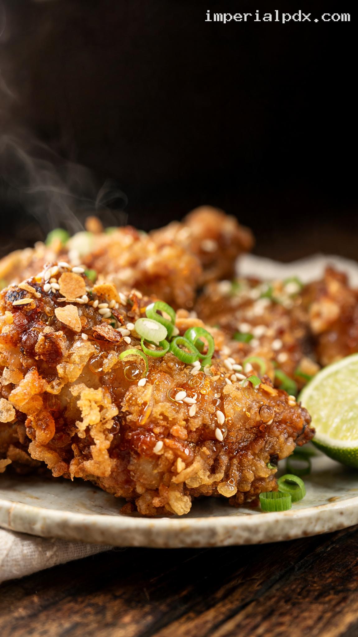 Crispy Ginger Garlic Fried Chicken – Closeup