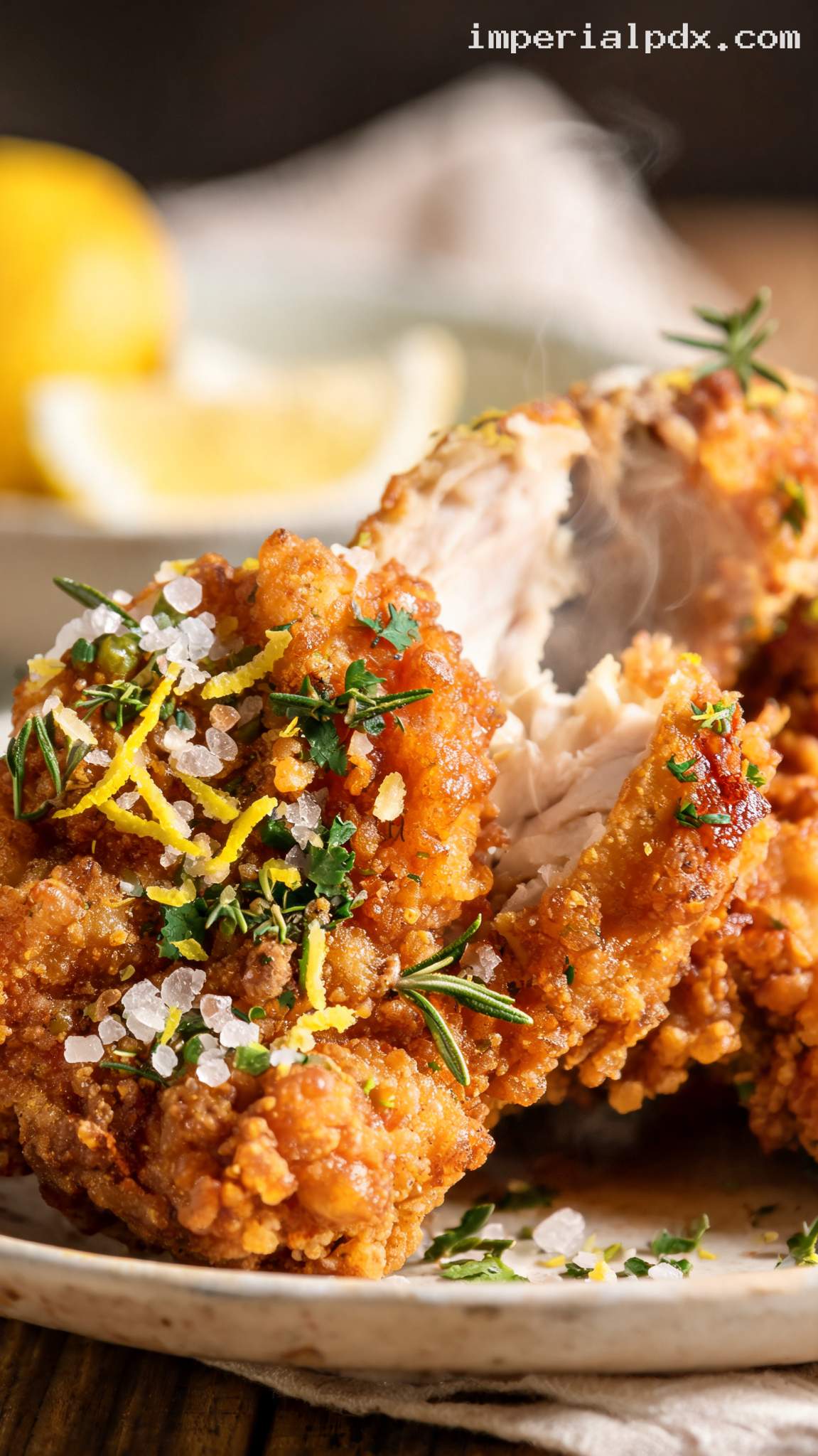 Crispy Herb Salt Fried Chicken – Closeup