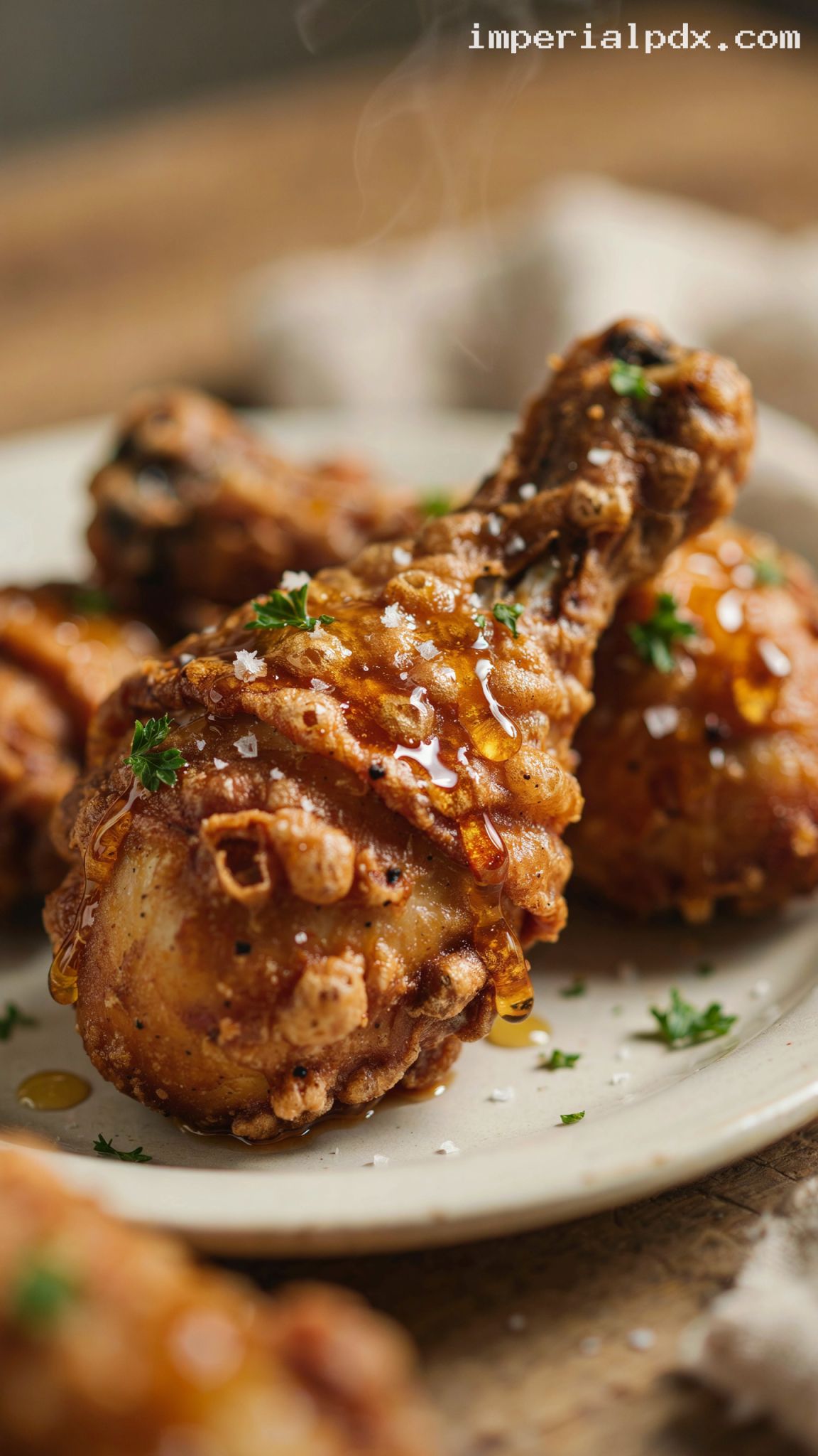 Crispy Honey Butter Fried Chicken – Closeup