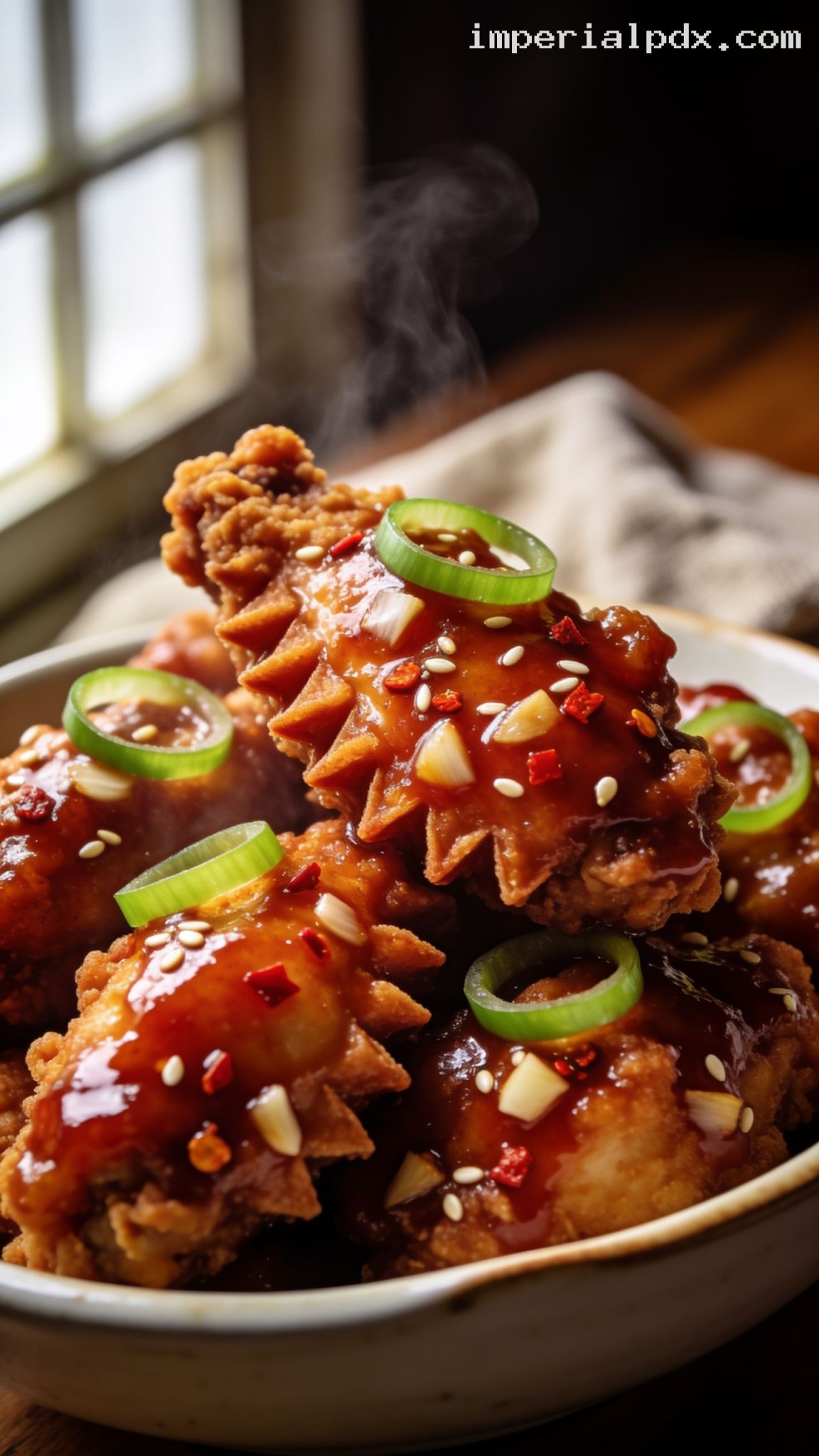 Crispy Hot Garlic Fried Chicken – Closeup
