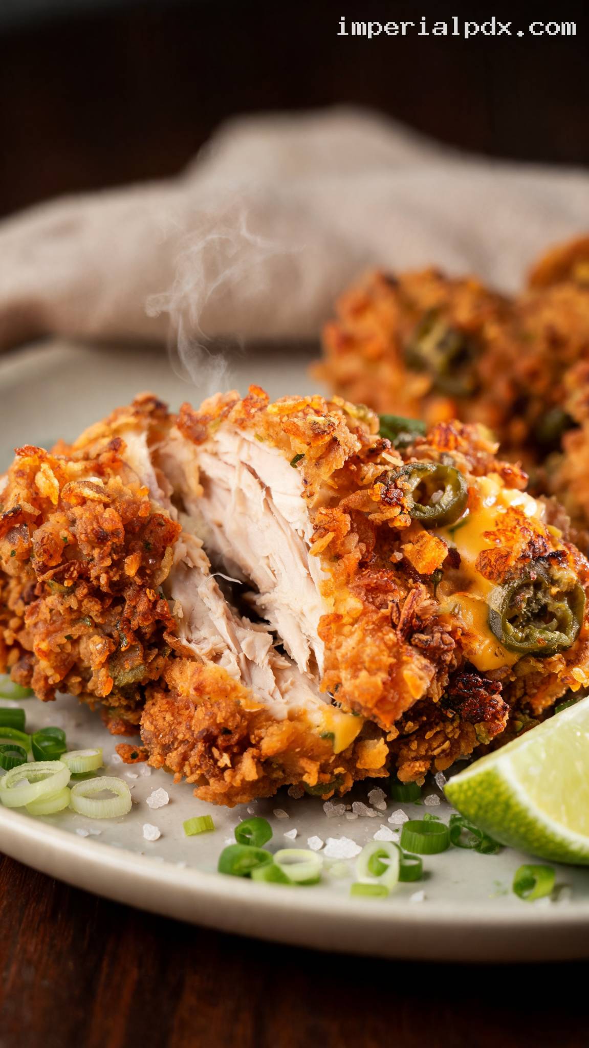 Crispy Jalapeño Cheddar Fried Chicken – Closeup