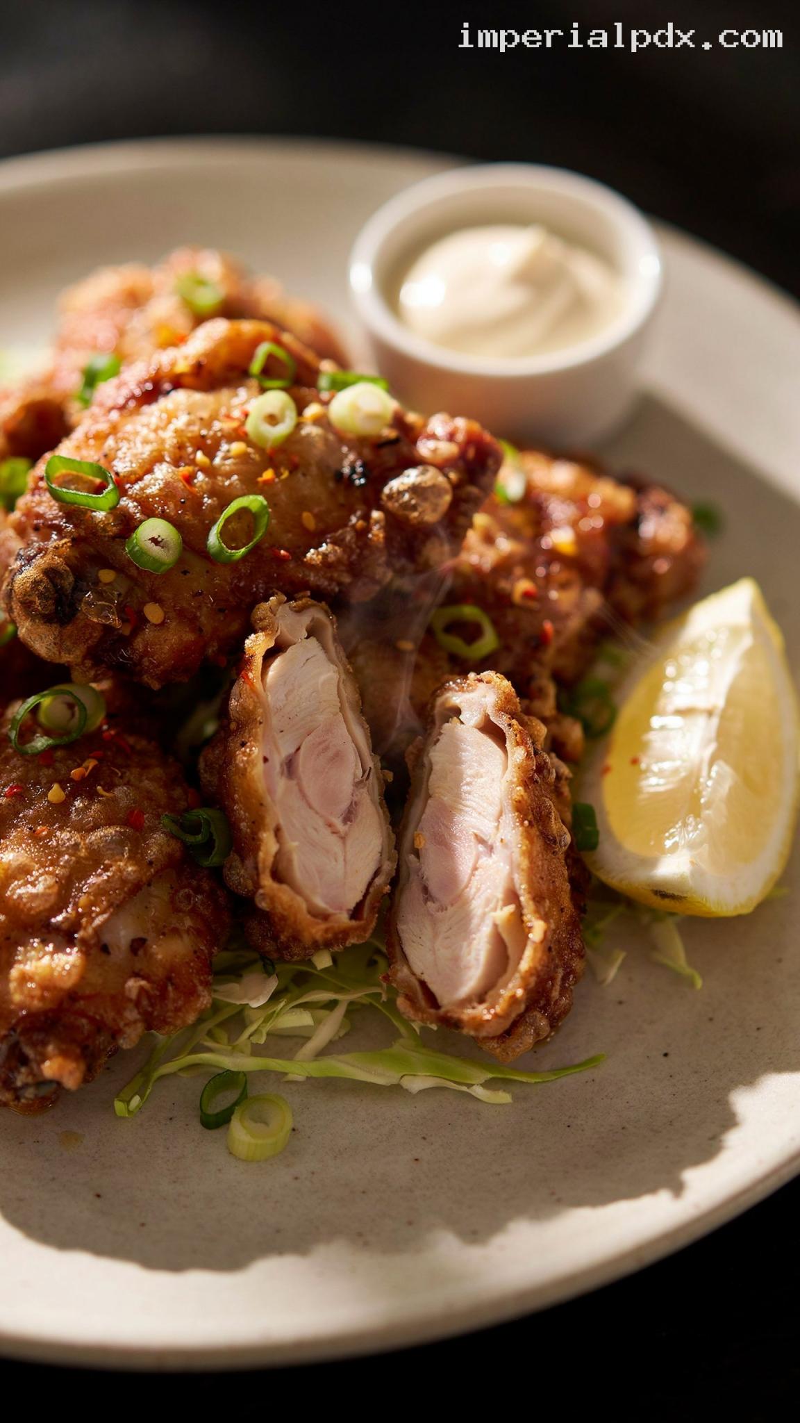 Crispy Japanese Karaage Fried Chicken – Closeup