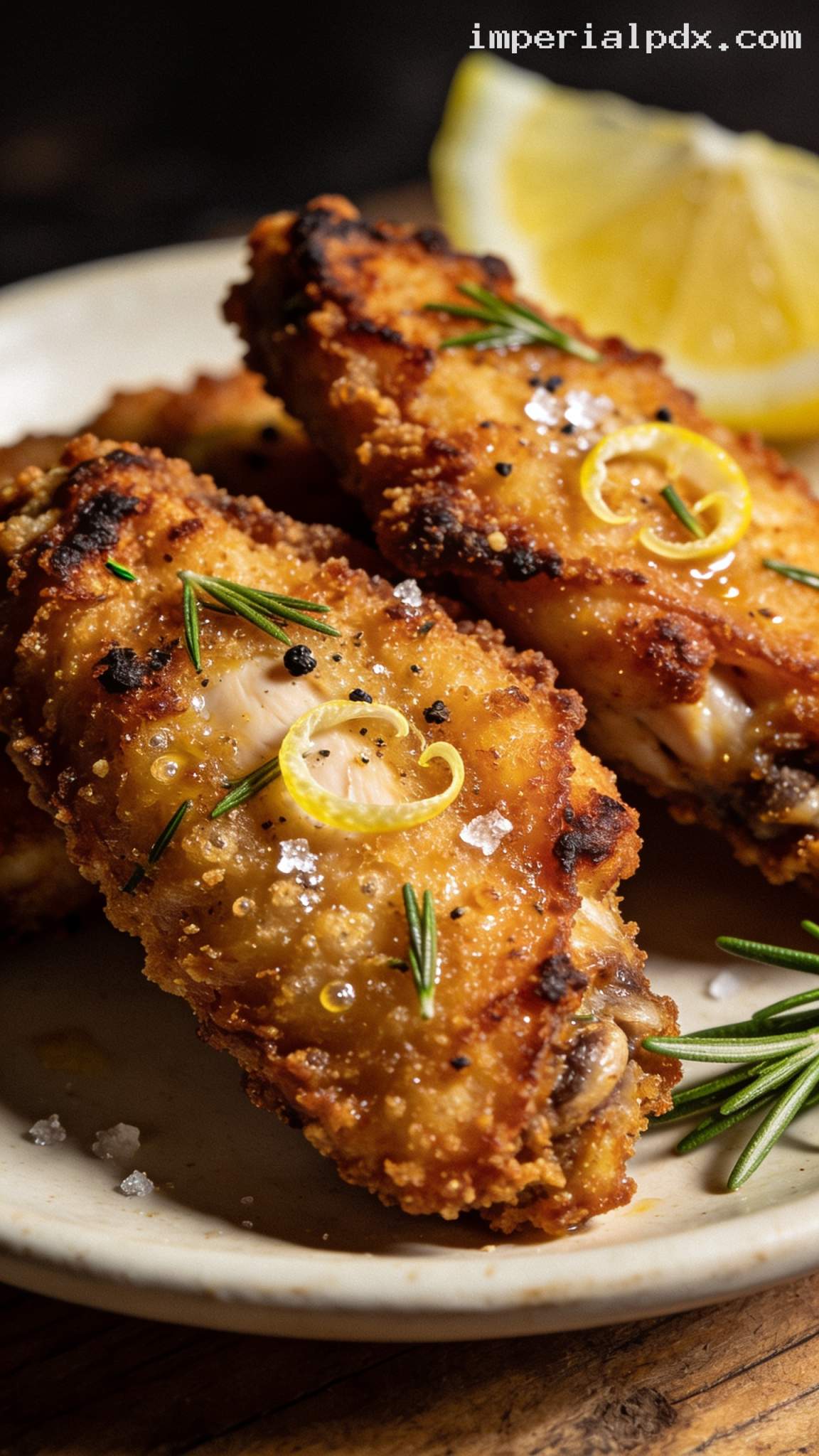 Crispy Rosemary Garlic Fried Chicken – Closeup