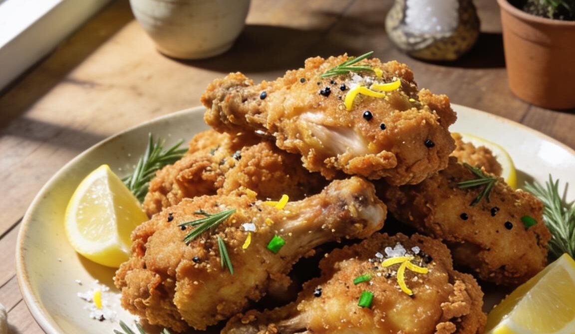 Crispy Rosemary Garlic Fried Chicken
