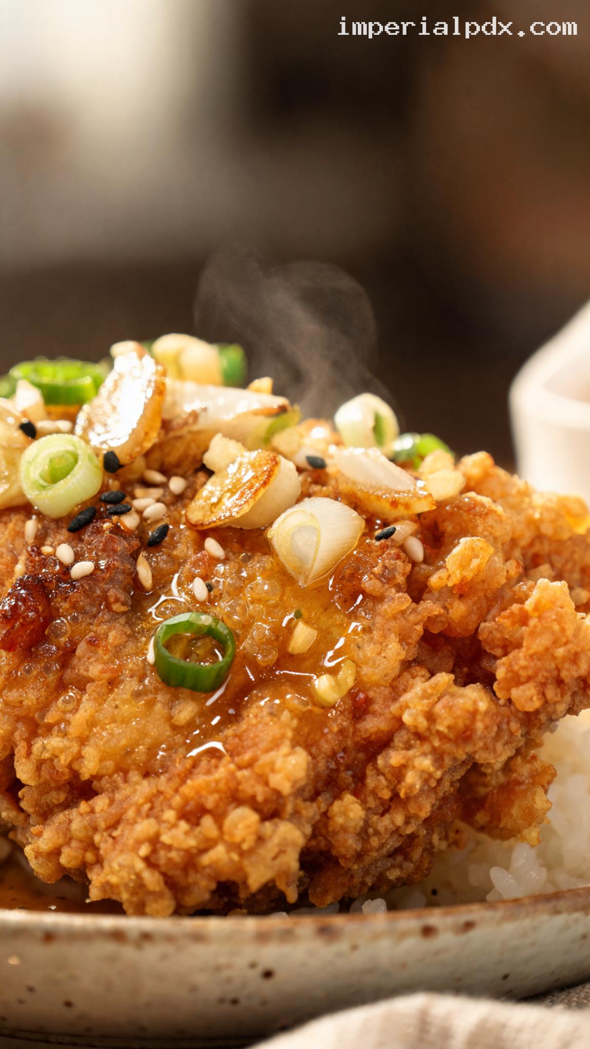 Crispy Scallion Oil Fried Chicken – Closeup