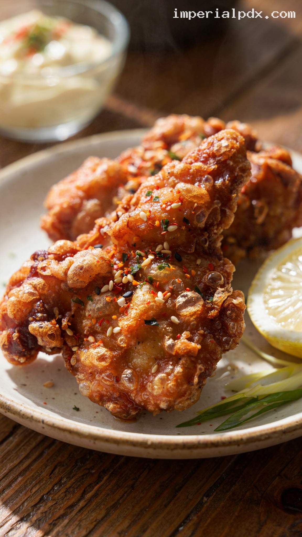 Crispy Shichimi Togarashi Fried Chicken – Closeup