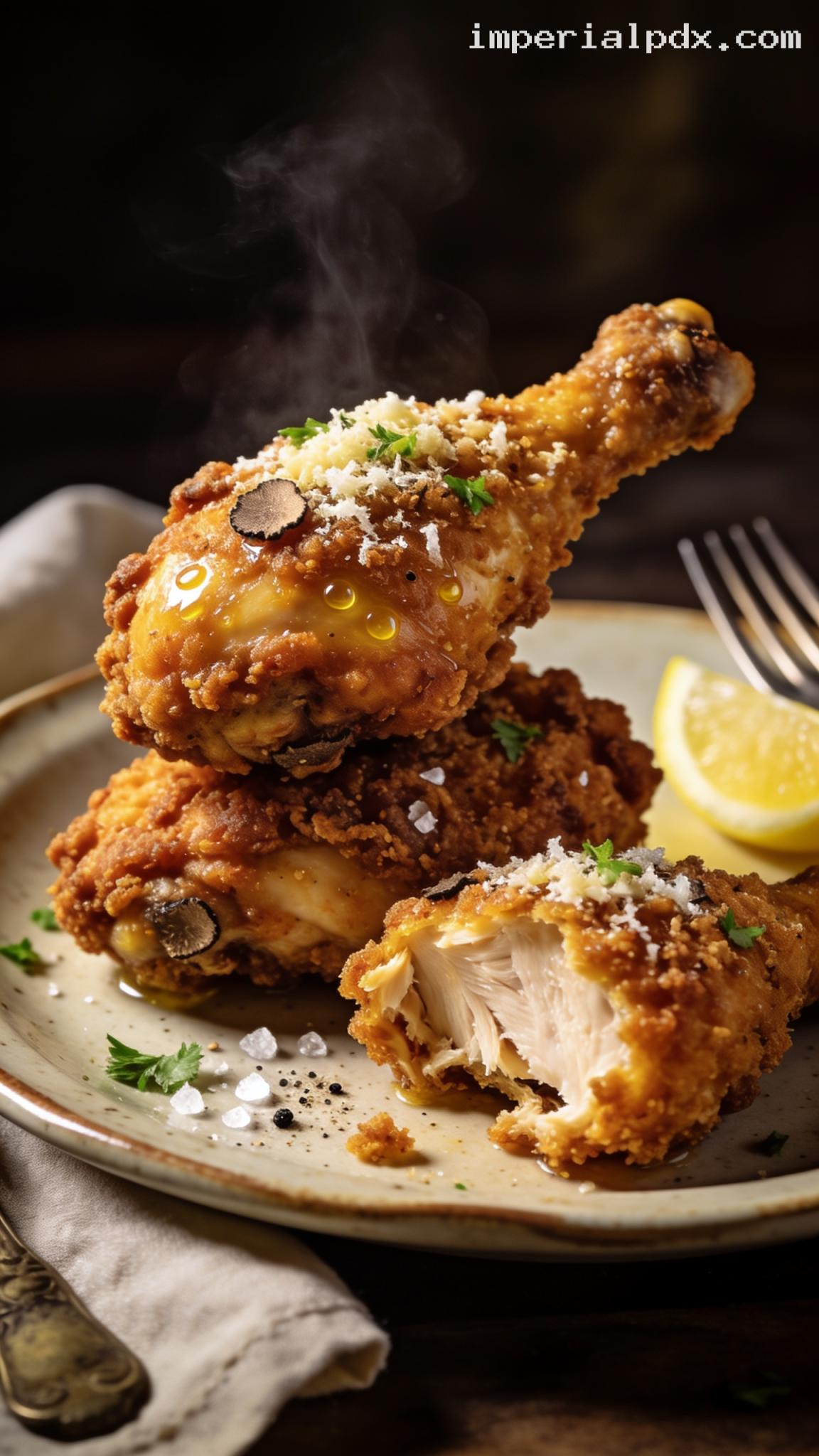 Crispy Truffle Parmesan Fried Chicken – Closeup