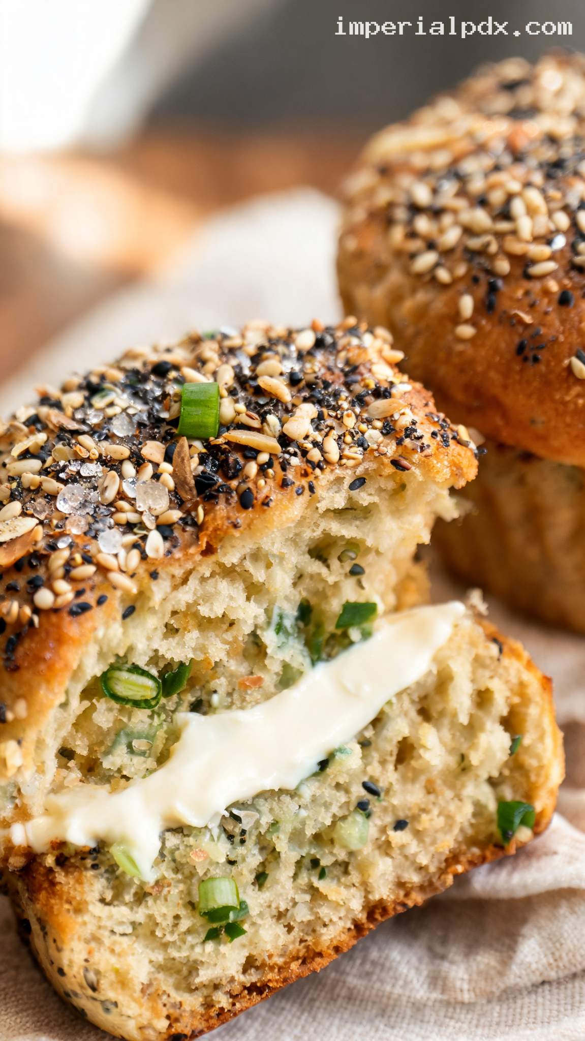 Easy Savory Everything Bagel Muffins – Closeup