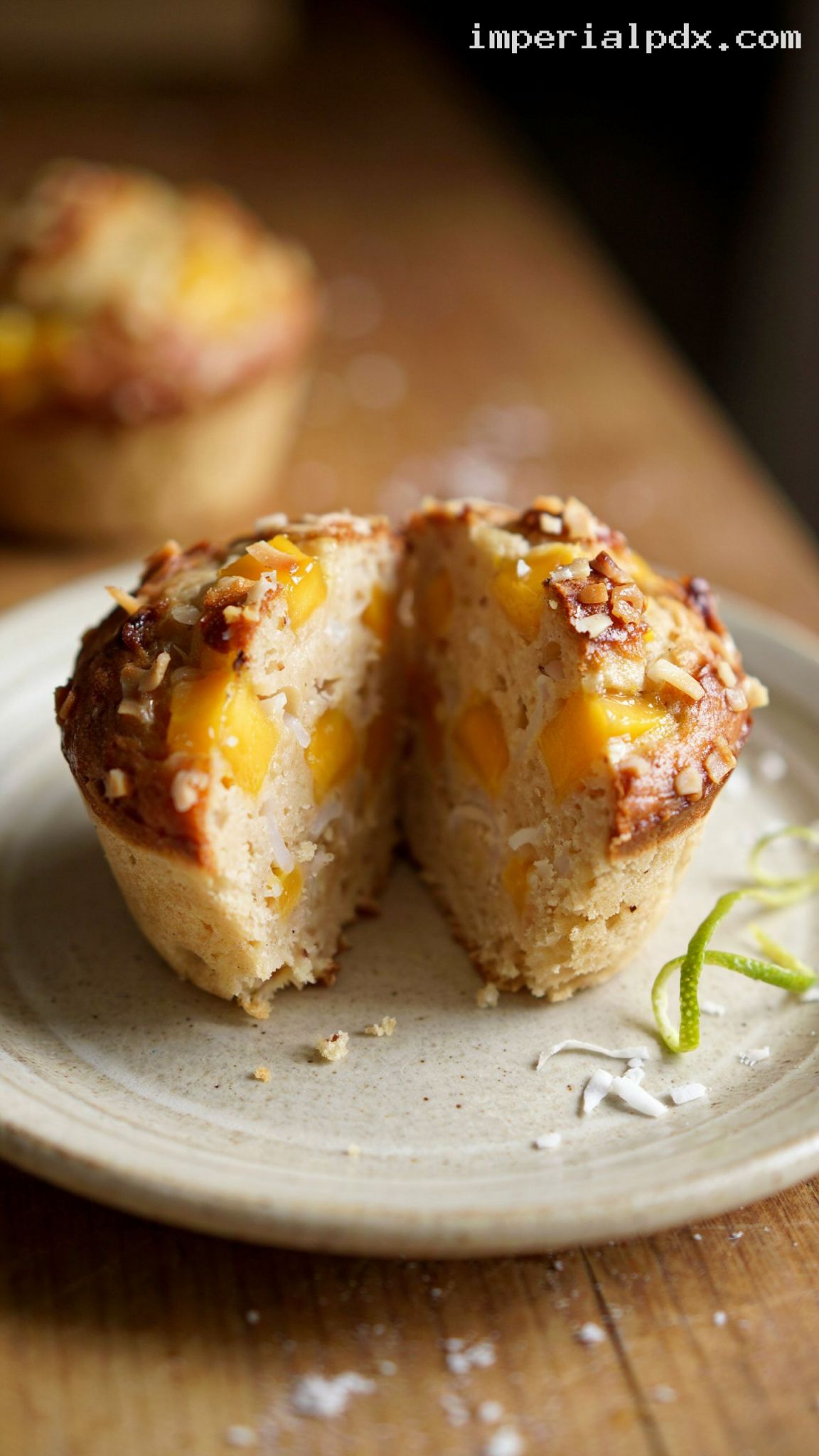 Easy Tropical Mango Coconut Muffins – Closeup
