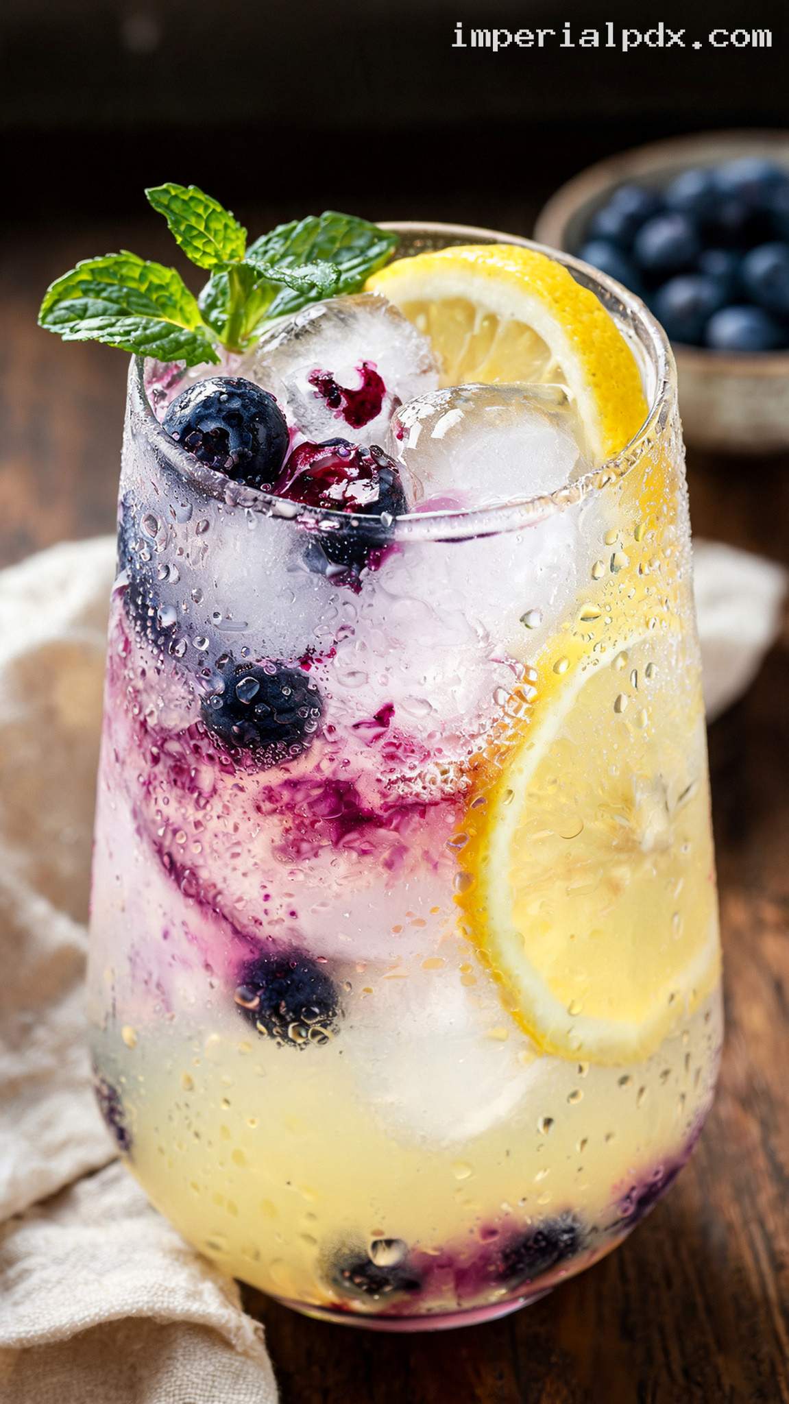 Fresh Blueberry Lemonade Cooler Recipe – Closeup