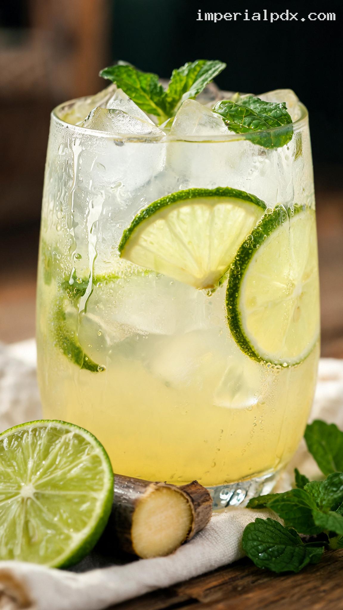 Fresh Sugarcane Lime Cooler – Closeup