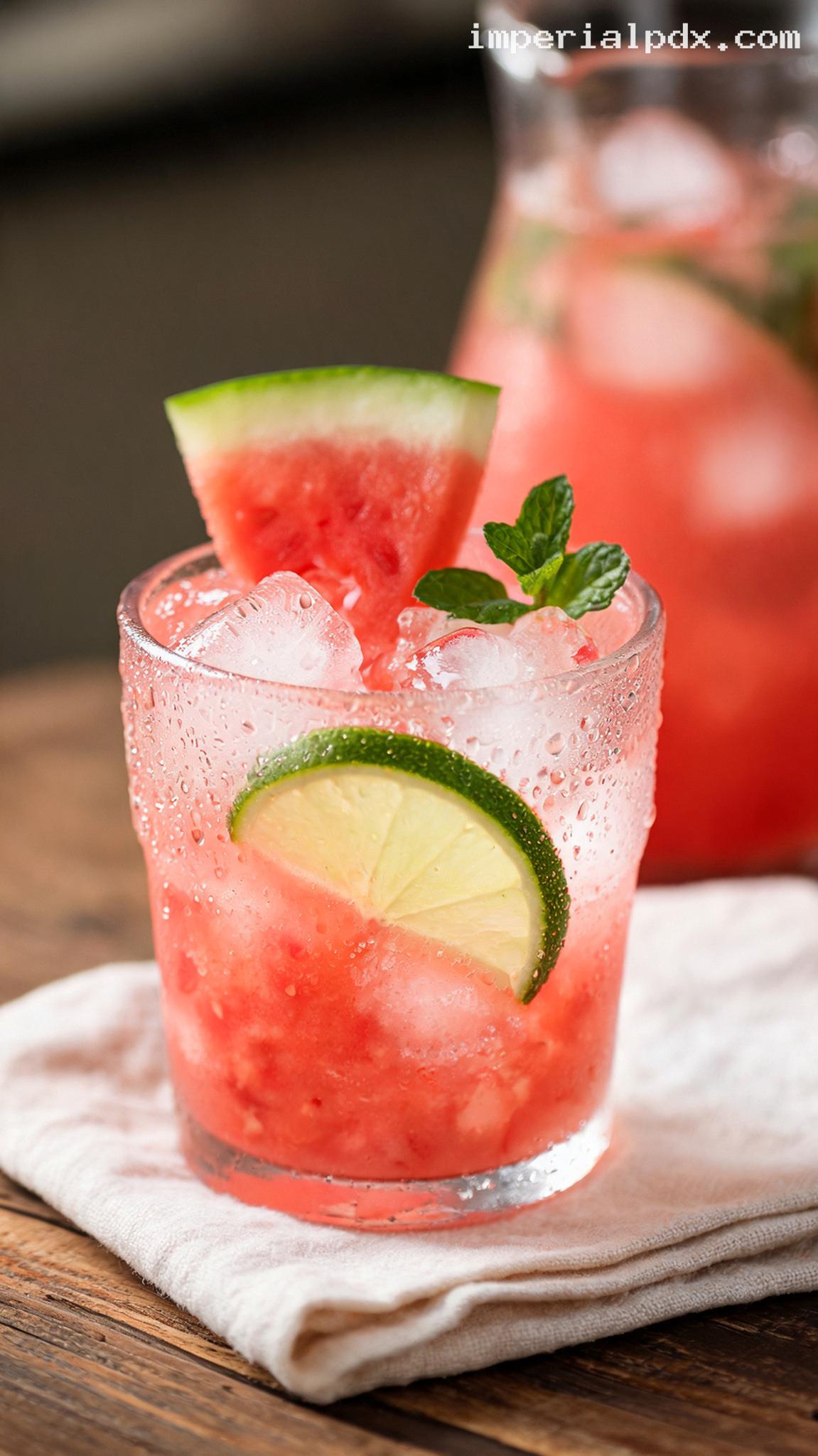 Fresh Watermelon Lemon Lime Cooler – Closeup