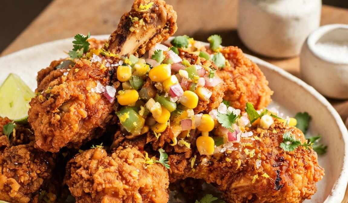 Fried Chicken With Corn and Chile Relish