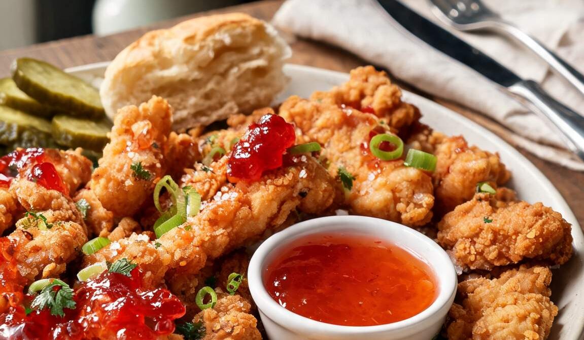 Fried Chicken With Pepper Jelly Sauce