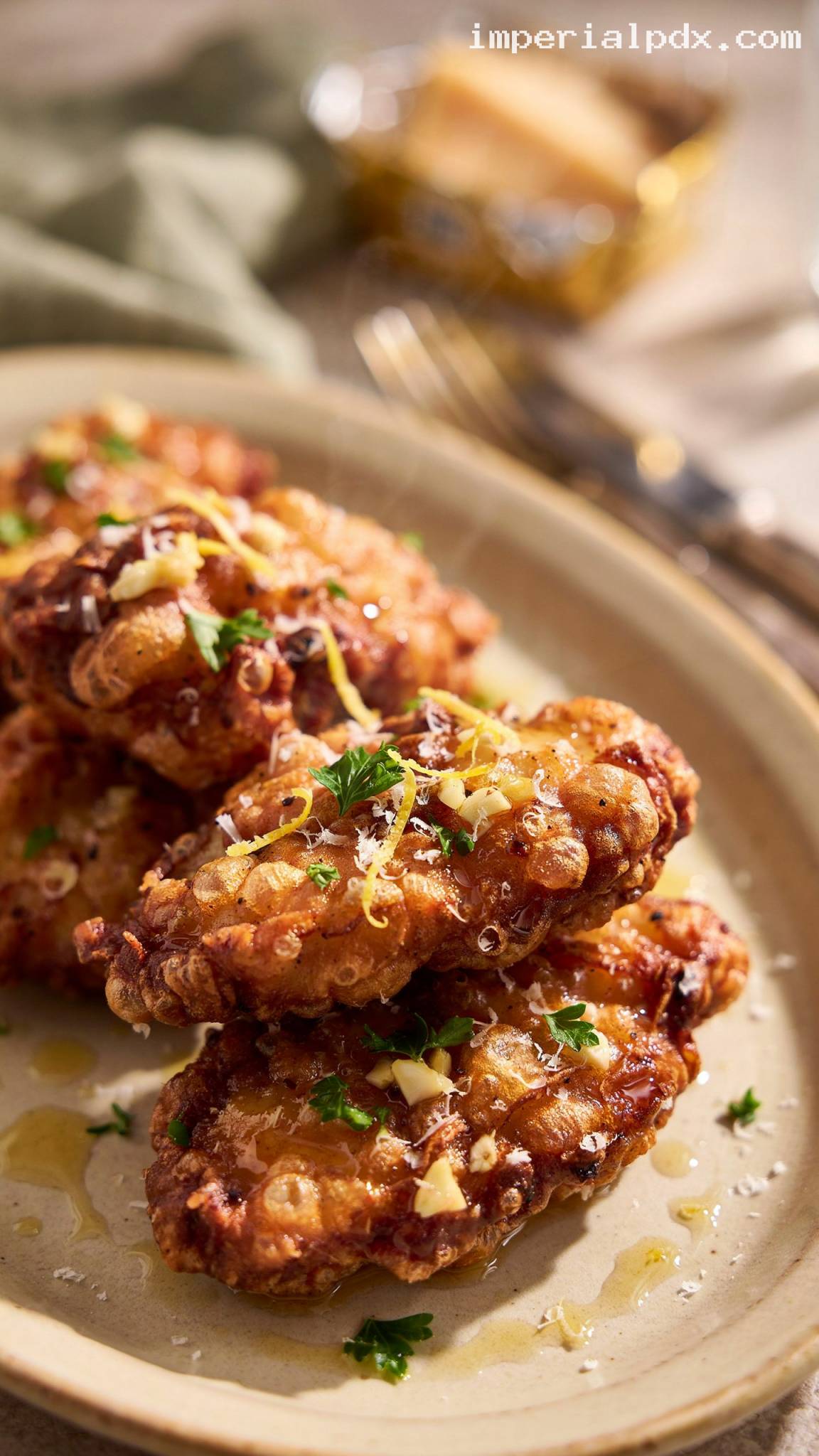 Garlic Parmesan Fried Chicken – Closeup