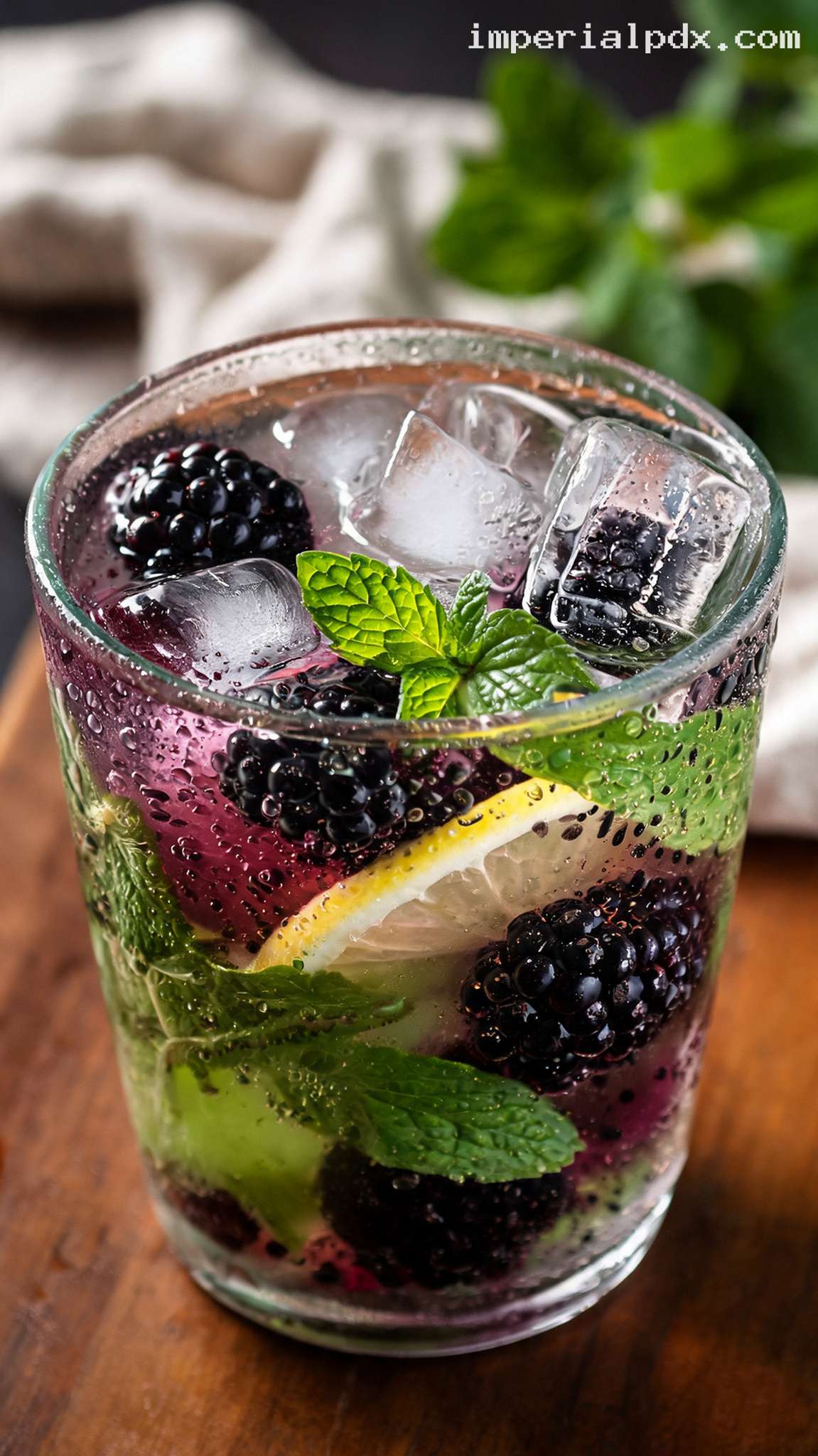 Iced Blackberry Mint Green Tea – Closeup