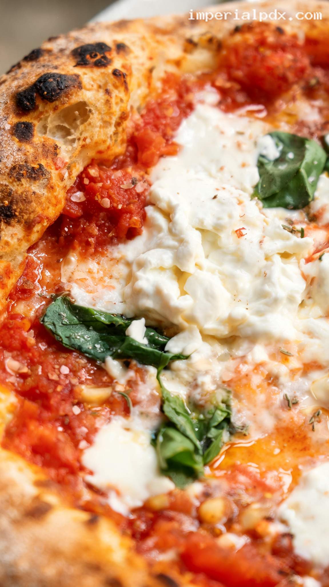 Margherita Pizza With Creamy Burrata – Closeup