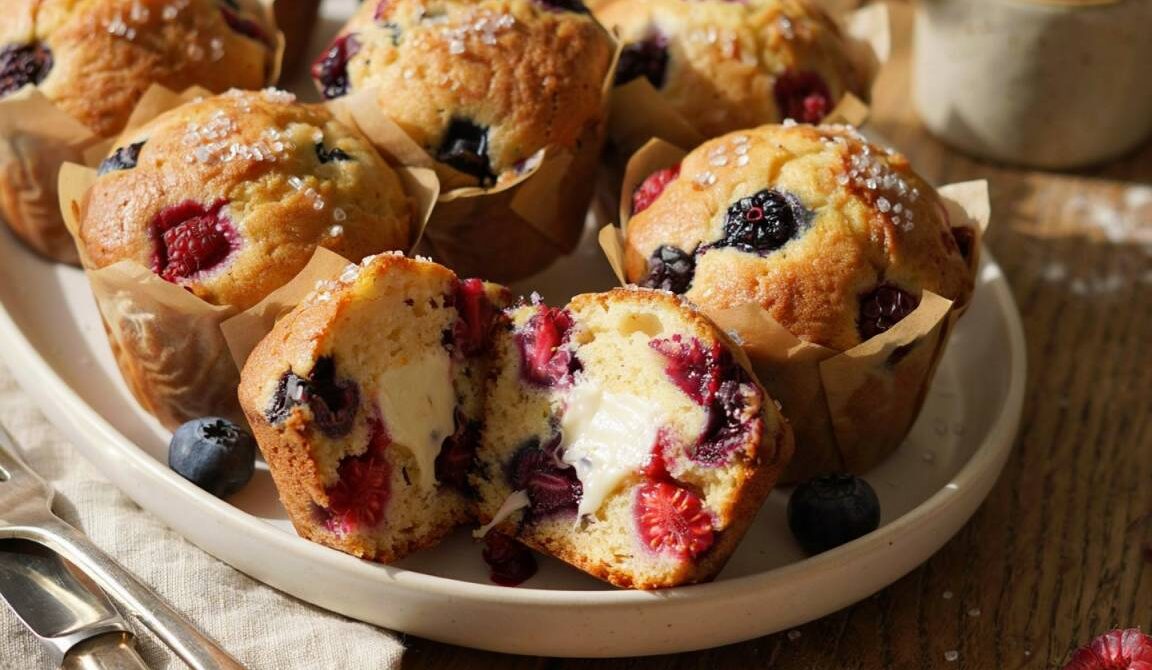 Mixed Berry Cream Cheese Muffins