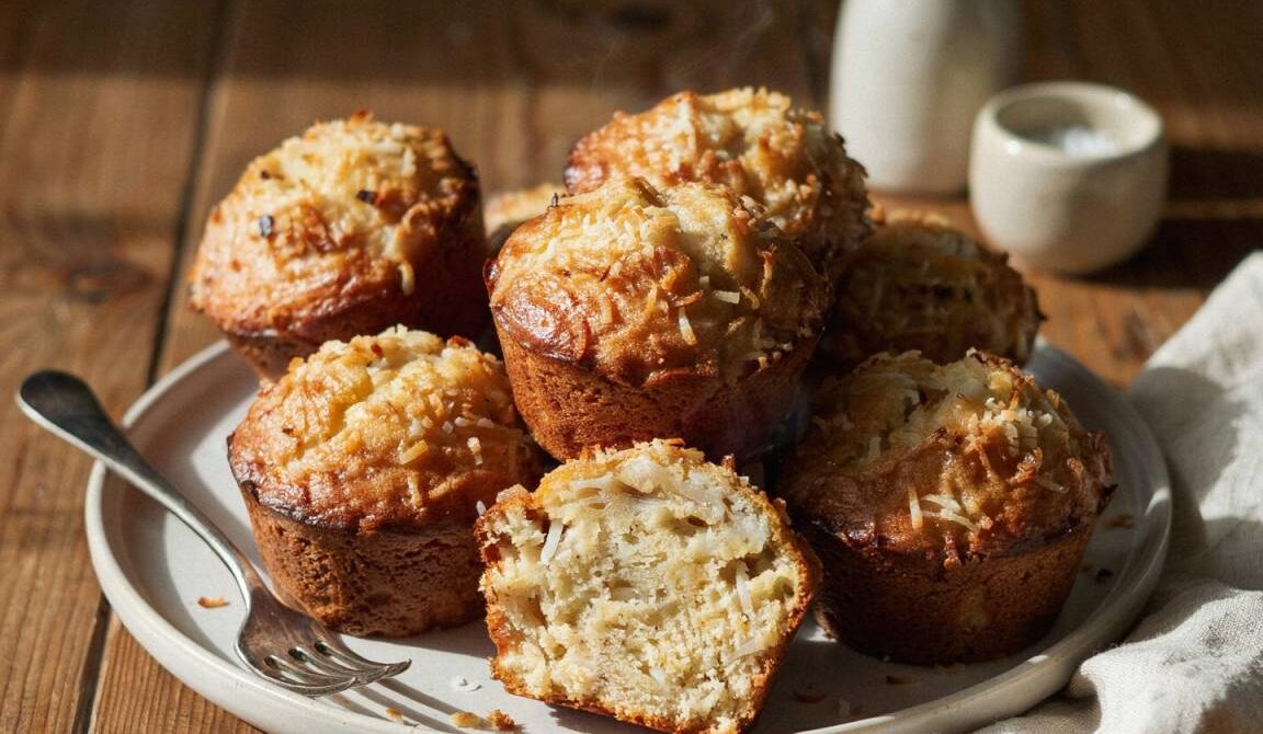 Moist Banana Coconut Muffins With Shredded Coconut