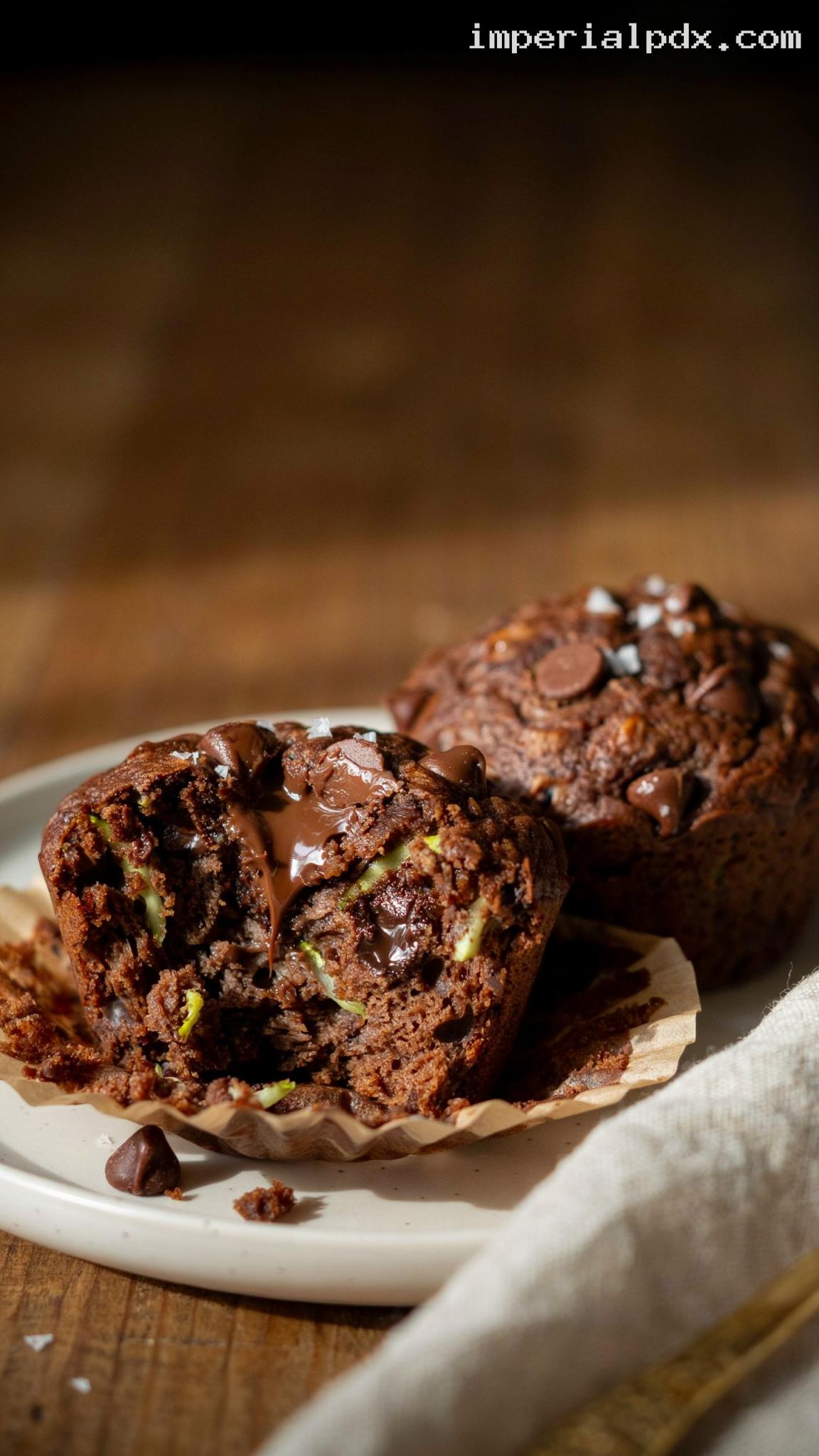 Moist Chocolate Zucchini Muffins Recipe – Closeup