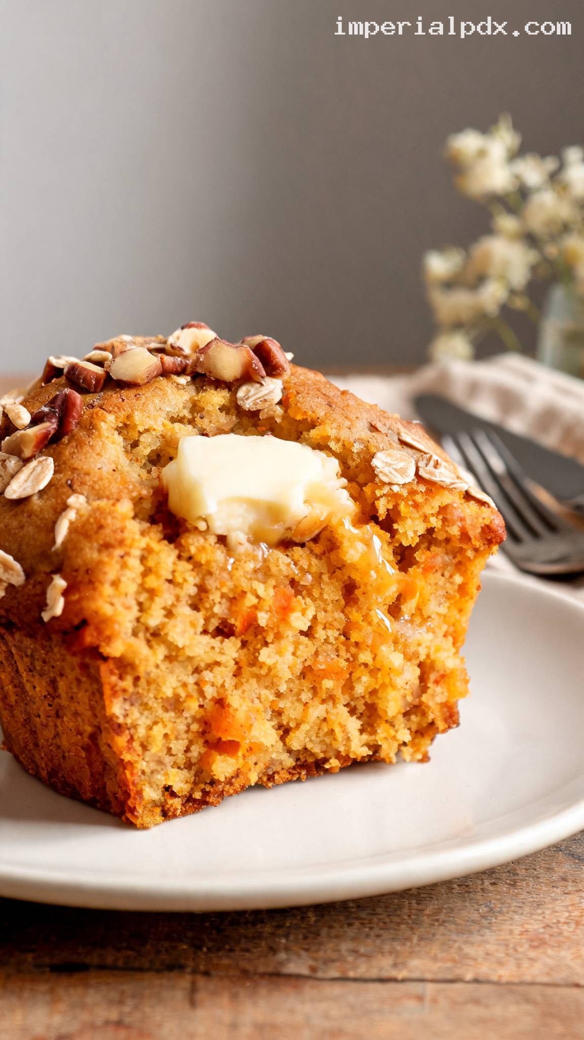 Moist Cinnamon Sweet Potato Muffins – Closeup