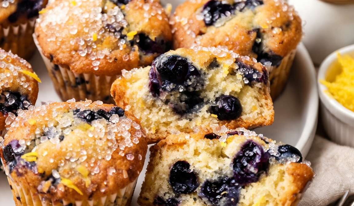 Moist Lemon Blueberry Yogurt Muffins