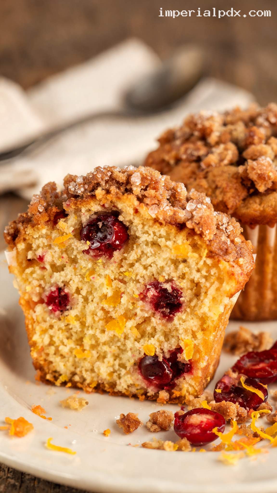 Orange Cranberry Streusel Muffins – Closeup