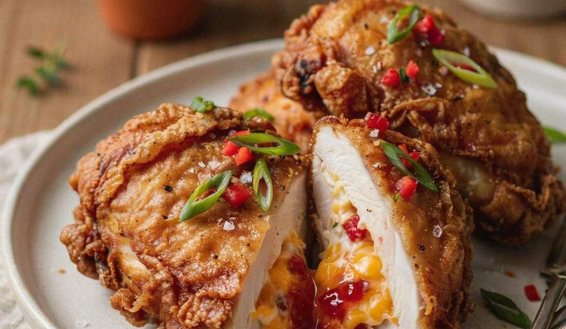 Pimento Cheese Stuffed Fried Chicken