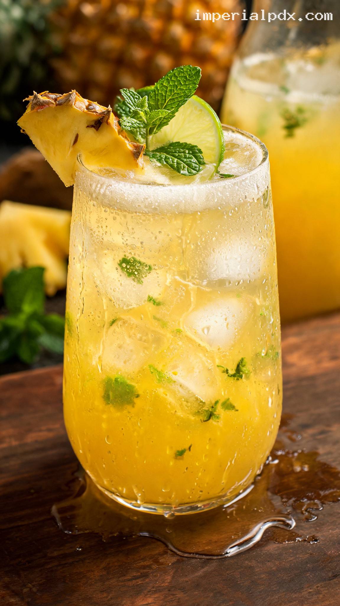 Pineapple Mint Agua Fresca – Closeup