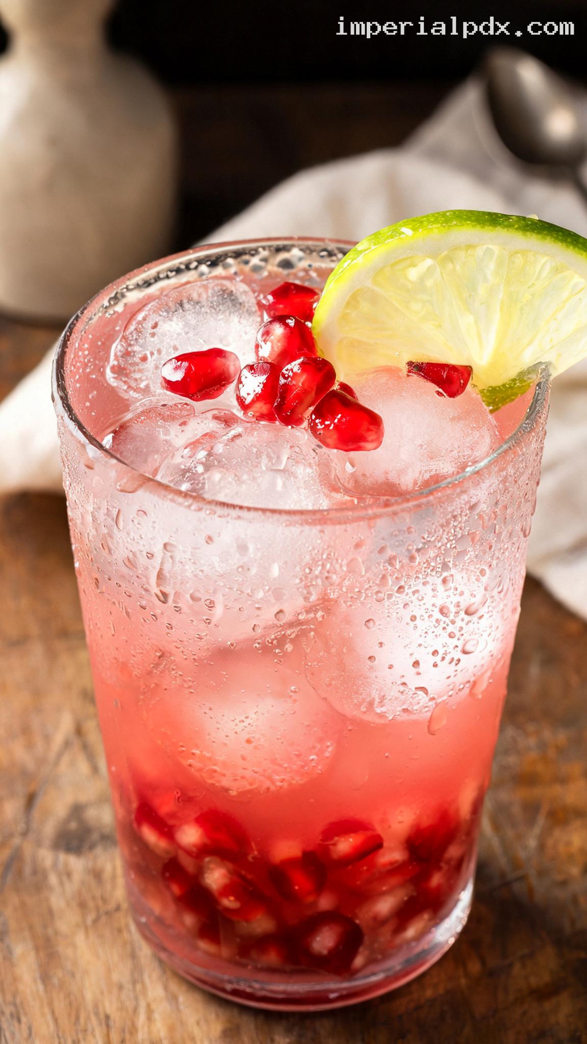 Pomegranate Lime Agua Fresca – Closeup