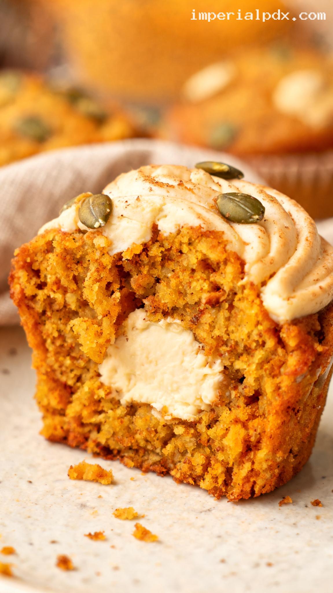 Pumpkin Cream Cheese Muffins – Closeup