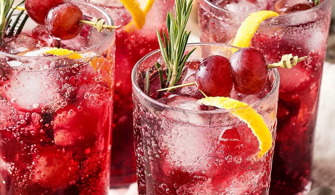 Red Grape and Rosemary Sparkler