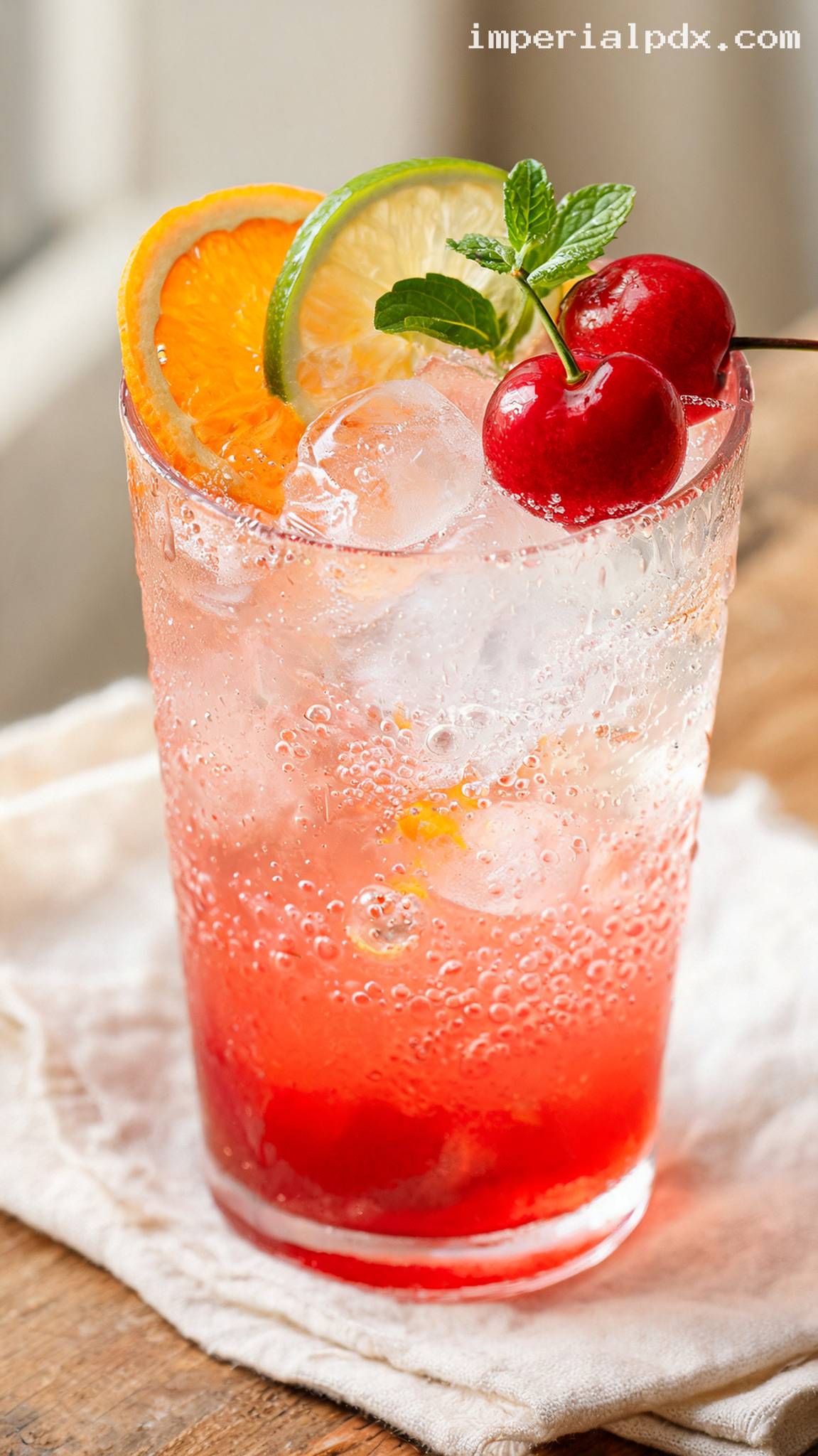 Refreshing Acerola Cherry Citrus Sparkler – Closeup