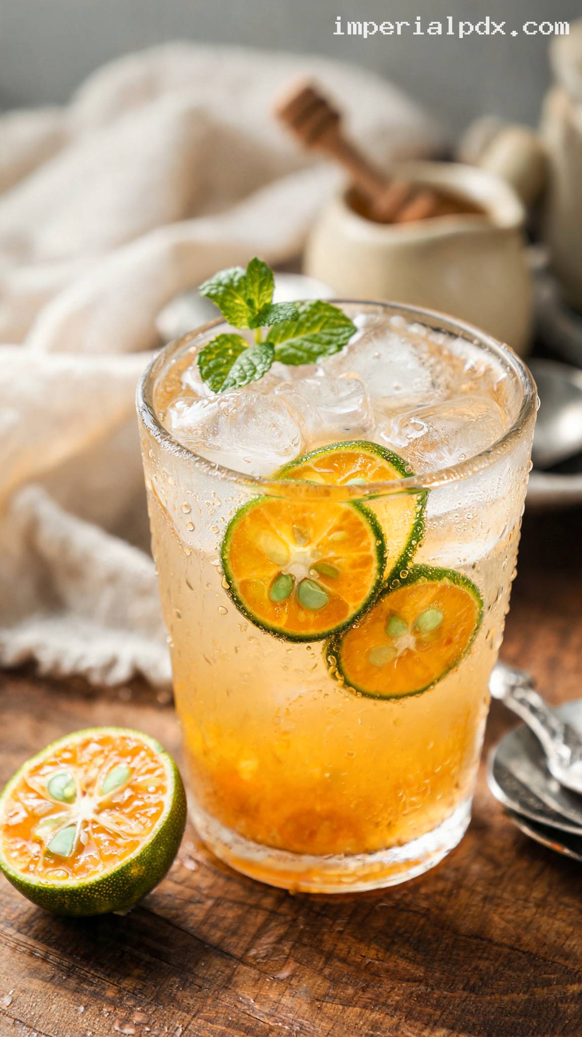 Refreshing Calamansi Honey Cooler – Closeup