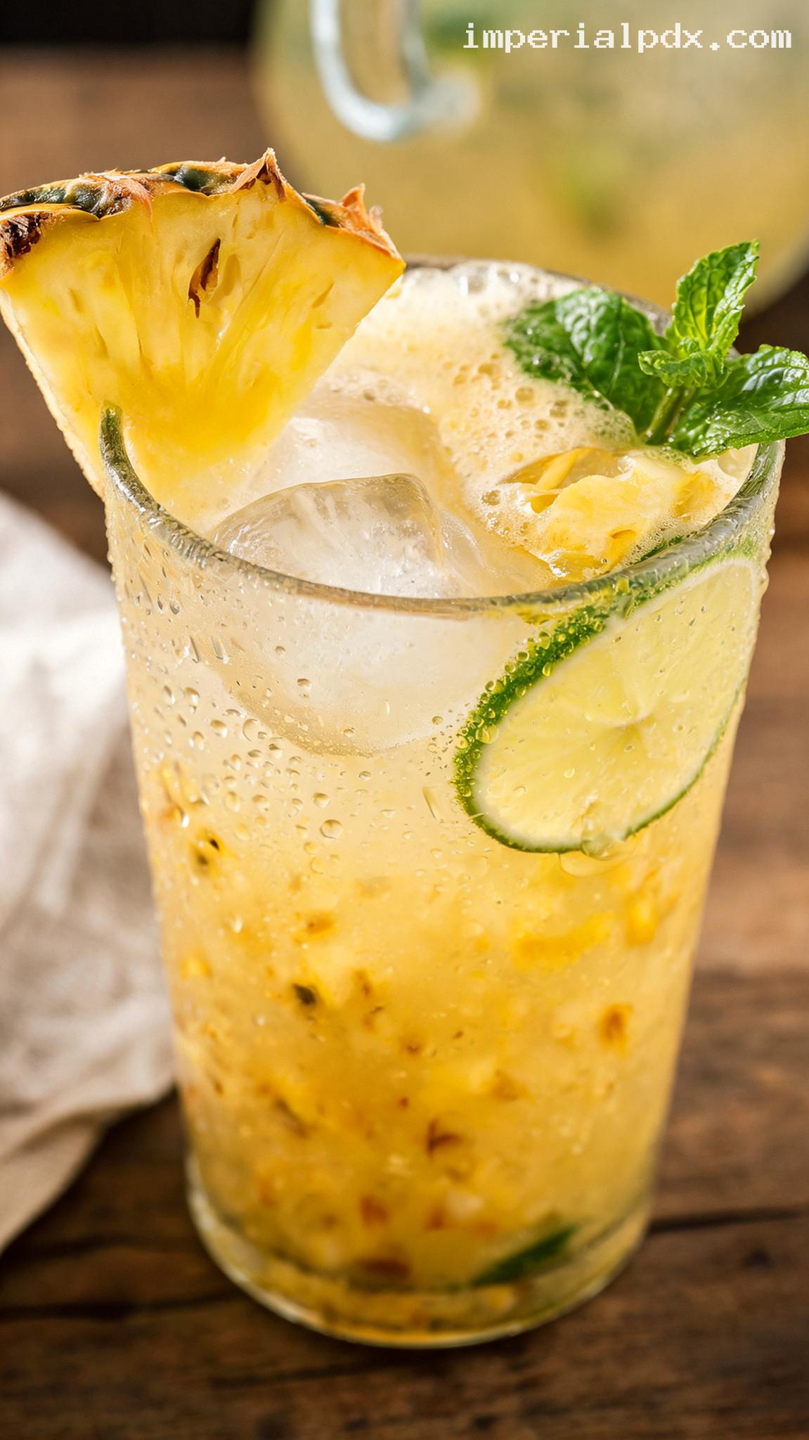 Refreshing Coconut Pineapple Agua Fresca – Closeup